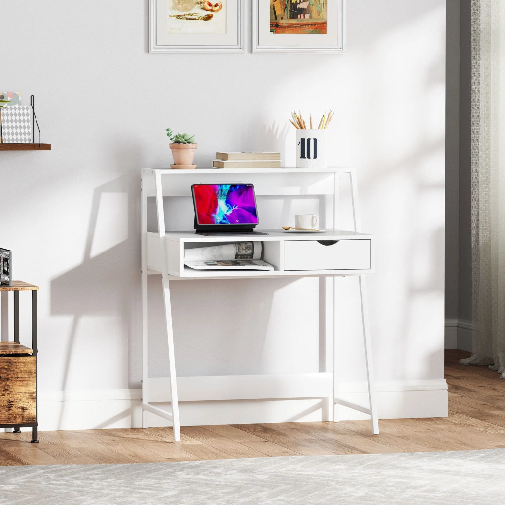 Scrivania con cassetti e scaffale ¨C Minimal ¨C bianco metallo