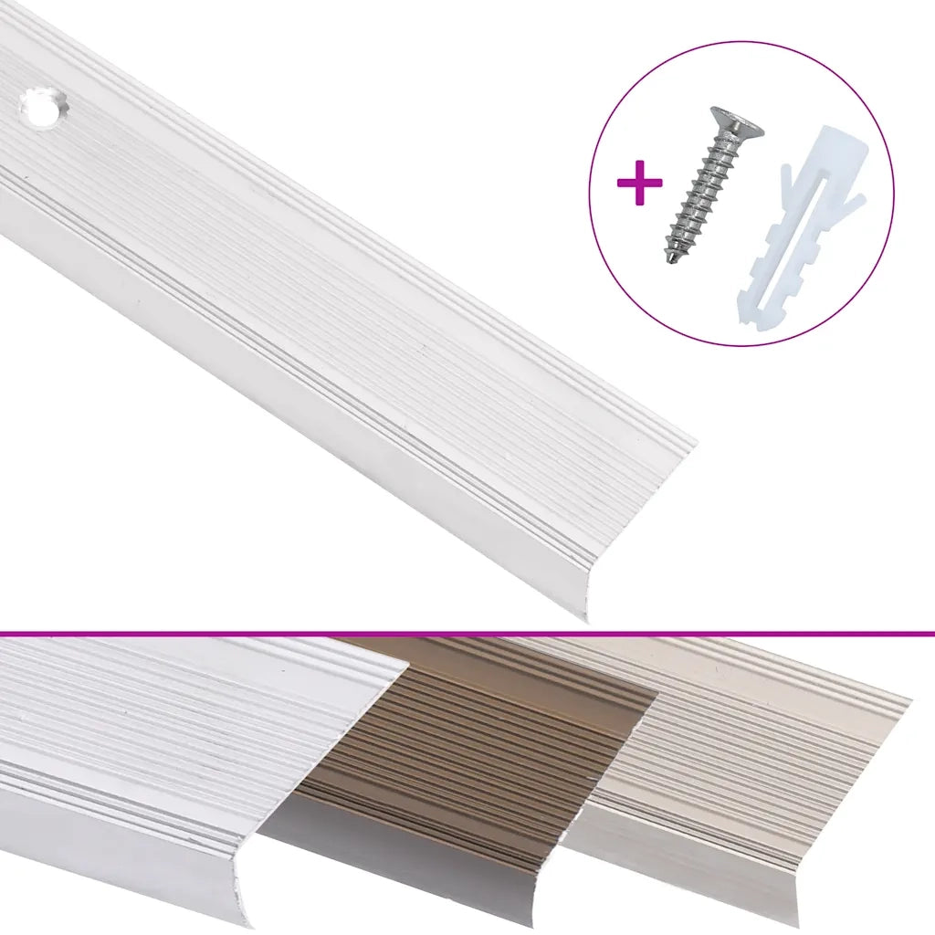 Profili a L per Gradini 15 pz in Alluminio 90 cm Argento 146736