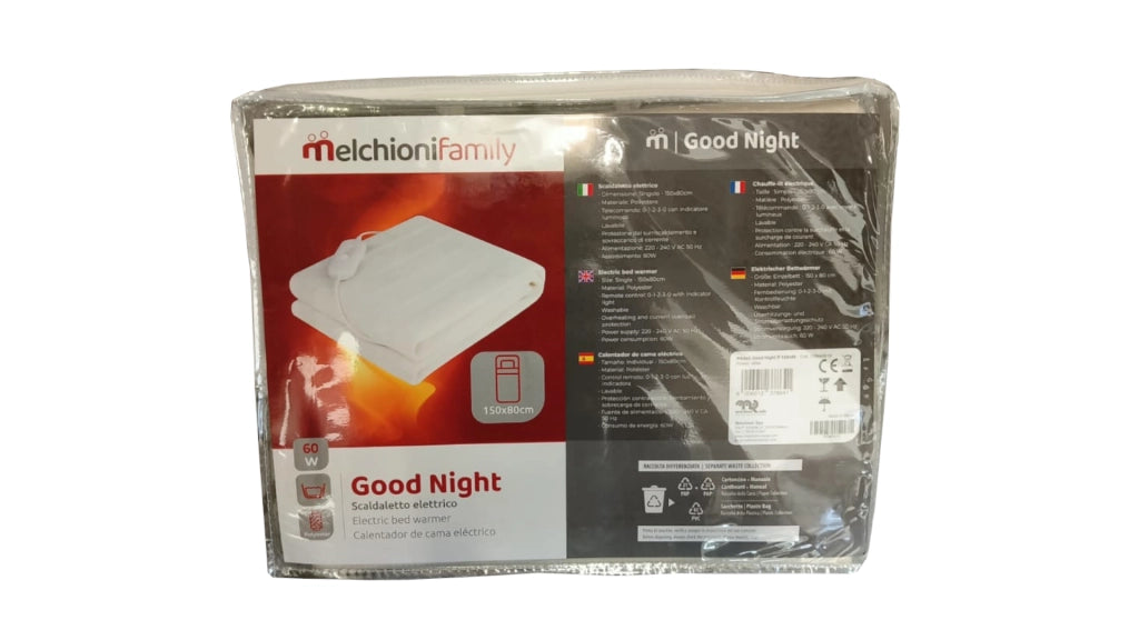 Melchioni Family Scaldaletto Elettrico Singolo 150x80cm in Poliestere Scaldasonno con Telecomando 3 Livelli di Temperatura Lavabile Protezione Surriscaldamento 60W