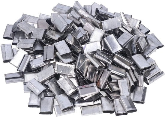 Omsnoerclips per 260 Stuks - Pacchetto Duraturo - Omsnoerimenti per Cinture - Capacità di Blocco - Foia di Acciaio - Per Foia a Base di PP da 12-16 mm - Omini di Legatura