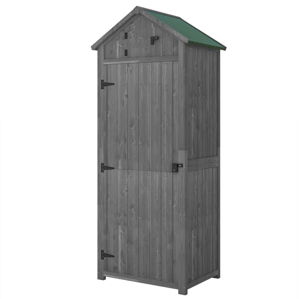 Armadietto da giardino in legno ¨C Xylo ¨C 77x54x179cm grigio verde resistente alle intemperie