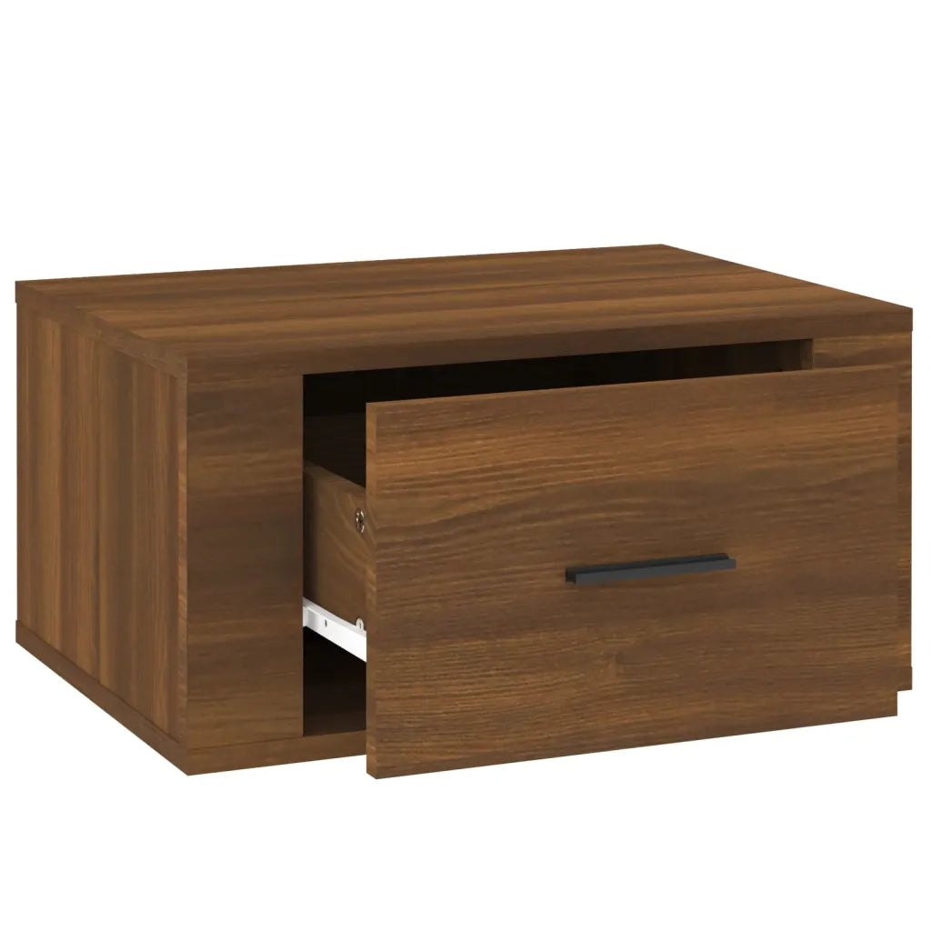 Set di 2 Comodini | Armadio da Notte | Mobiletto da notte a Muro Rovere Marrone 50x36x25 cm
