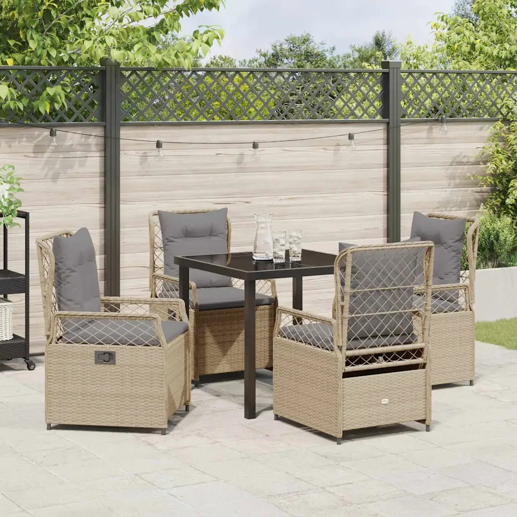 Set da Pranzo per Giardino 5 pcs Beige e Grigio Chiaro