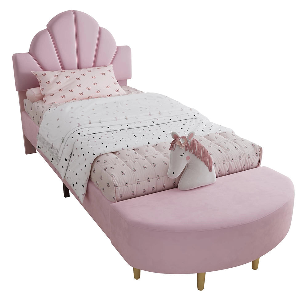 Letto imbottito-Xylo-90x200cm velluto panchina antishock rosa