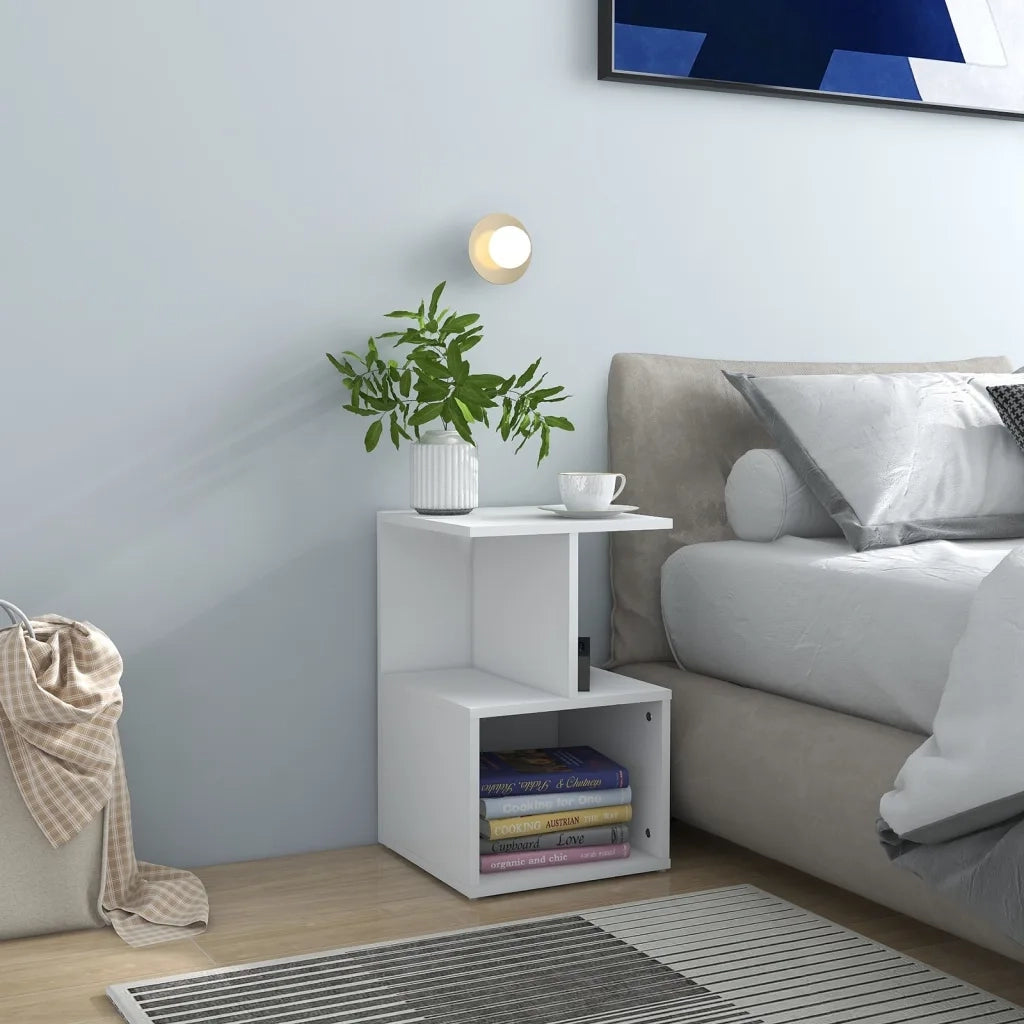 Comodino Bianco 35x35x55 cm in Legno Multistrato 806346