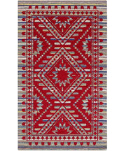 Tappeto passatoia KENYA ROSSO salotto soggiorno camera, disegno kilim etnico africano, multiuso lavabile antiscivolo cm.65x220 corsia