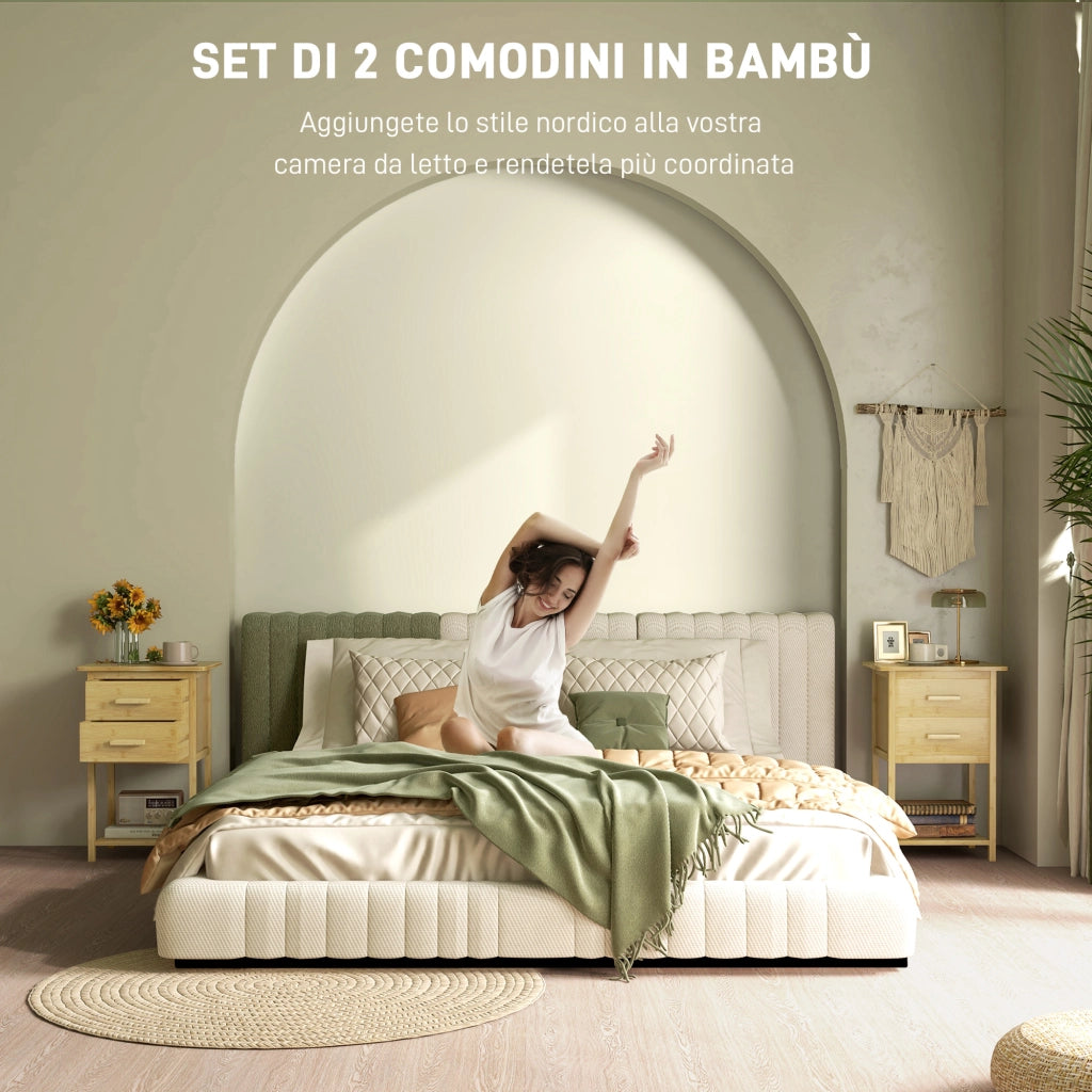 Comodini con 2 Cassetti e Ripiano ¨C Minimal ¨C Legno 40x34x60 cm