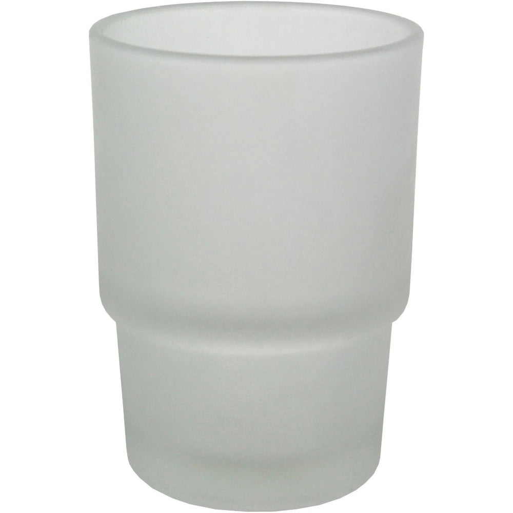 Trade Shop - Bicchiere Ricambio Porta Spazzolino In Vetro Satinato Bagno Accessori 9,5x6,7 Cm -