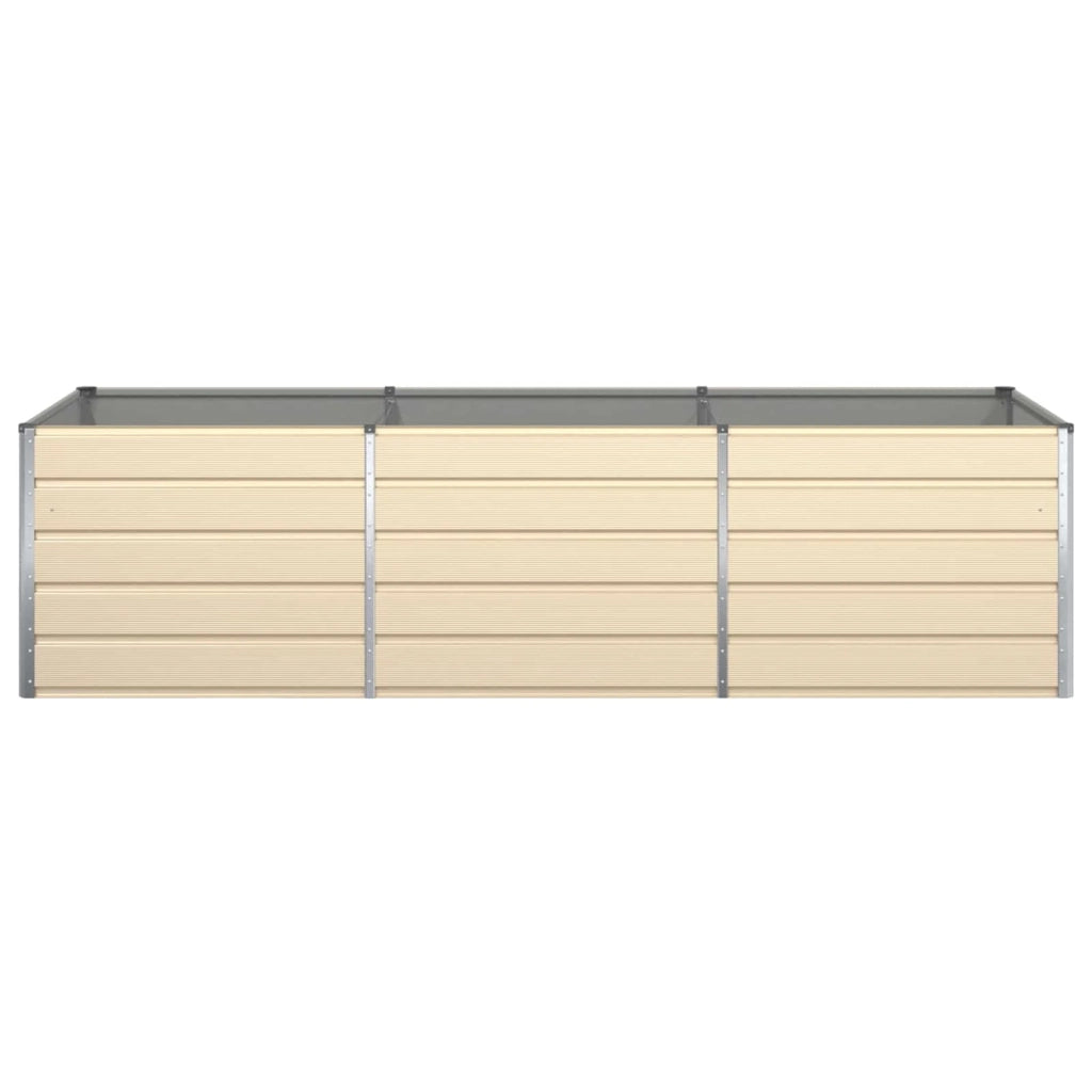 Fioriera rettangolare moderna 195 x 100 x 45 cm stile industriale per esterni in acciaio zincato color avorio 02_0059168