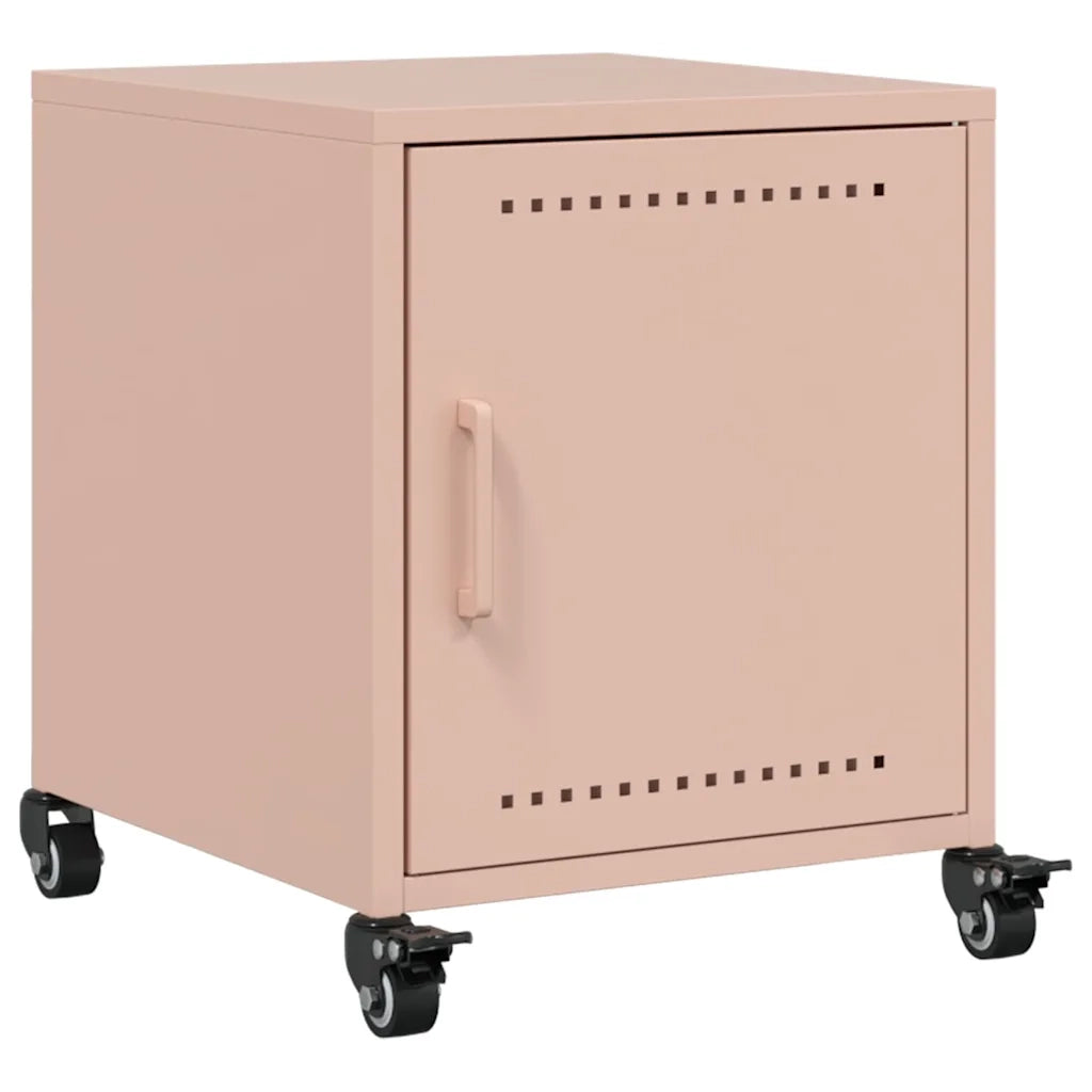 Comodino | Armadio da Notte | Mobiletto da notte Rosa 36x38,5x43,5 cm in Acciaio