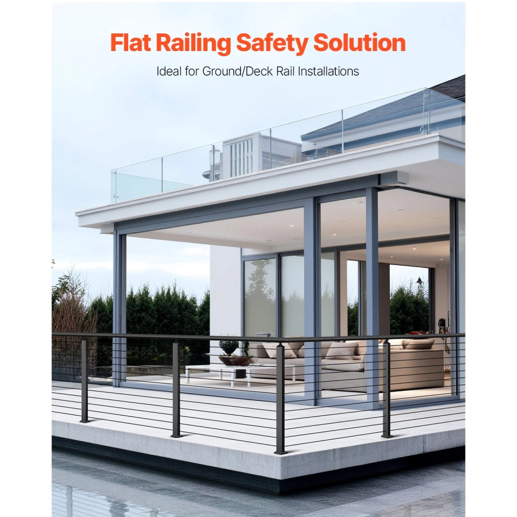 Set di ringhiera 4 pz, palo per balaustrata in acciaio inox nero, HR-003G, 12 buche, 1067x108x68 mm, facile da installare, per balcone e giardino
