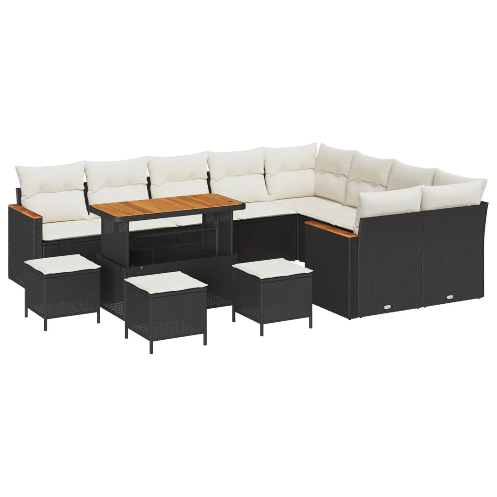 Set Divano da Giardino 13 pcs Nero polyrattan 3362960