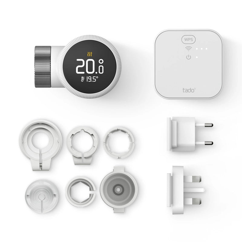 Tado Testa termostatica Intelligente X kit di base. Controllo multistanza. Wi-fi. Matter. Assistenti vocali google e alexa