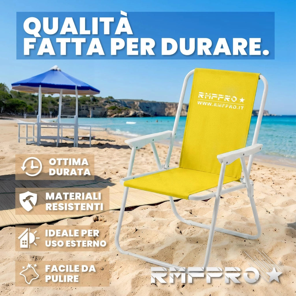 RMF PRO SET 2 SEDIE PIEGHEVOLE DA SPIAGGIA GIALLA