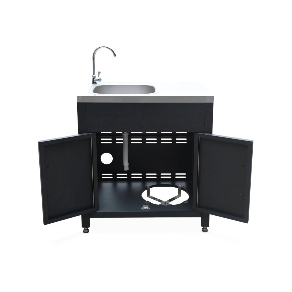 Mobili per cucina da esterno, 4 moduli in acciaio, nero