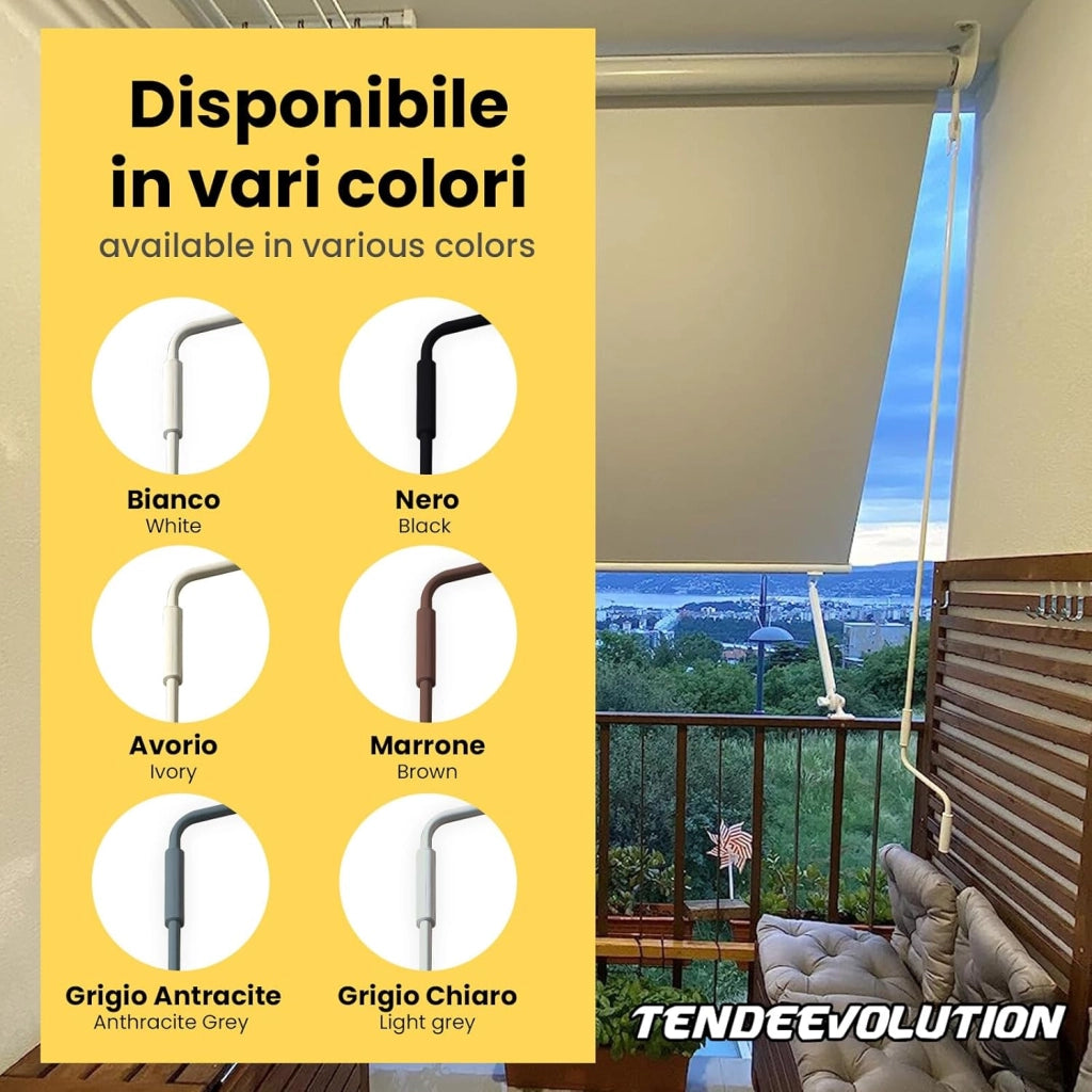 Asta Di Manovra Per Tenda Da Sole Varie Misure, Bastone Universale Per Tende (ANTRACITE 1 METRO)