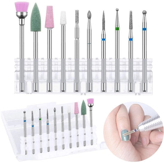 Set di cura unghie 10pz Rasoio per cura unghie Testa per affilatura per cura unghie Strumenti per arte unghie Dimensione universale per unghie in gel unghie a cera Manicure Pedicure (A)
