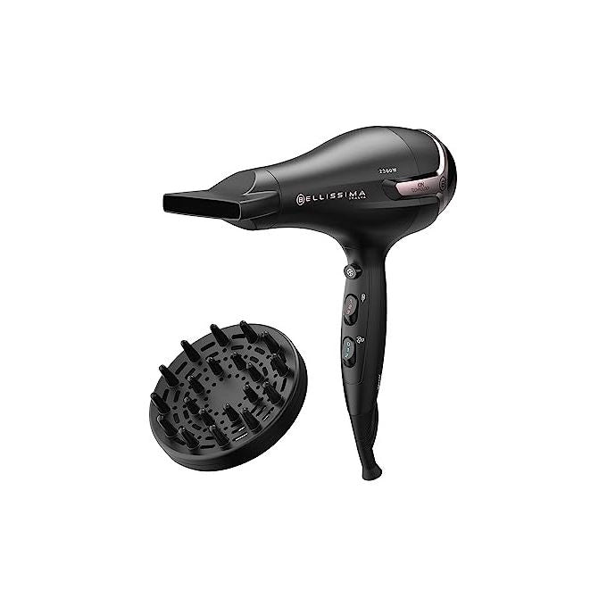 Imetec K9 2500 Asciugacapelli 2300W Ioni 2 Velocita' 3 Temperature Diffusore Concentratore colore Nero