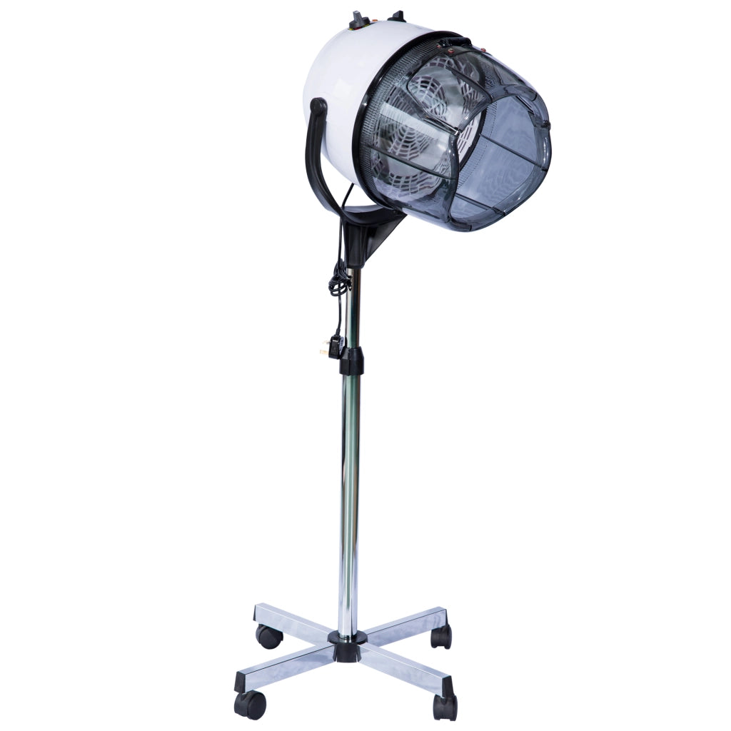EasyComfort Casco Asciugacapelli 1180W ad Altezza Regolabile, Casco per Capelli con Timer 60 Minuti e Ruote Girevoli, in PP, PC e Acciaio, 65x65x115-165 cm, Bianco