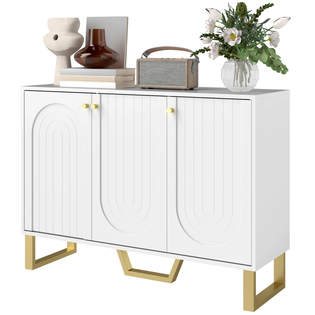 Mobile TV con cassetti e scaffali regolabili ¨C Minimal ¨C 106.5x35x77.5 cm, bianco