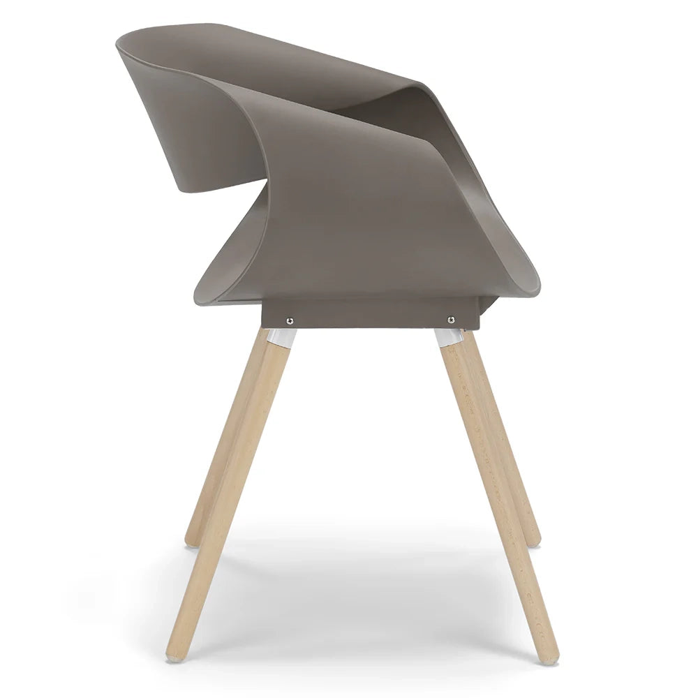 Set 4 sedie in polipropilene DILETTA con gambe in faggio, resistente ai raggi UV, design moderno, ideale per sala da pranzo, cucina, sala d’attesa, bar, ristoranti, colore Petrolio