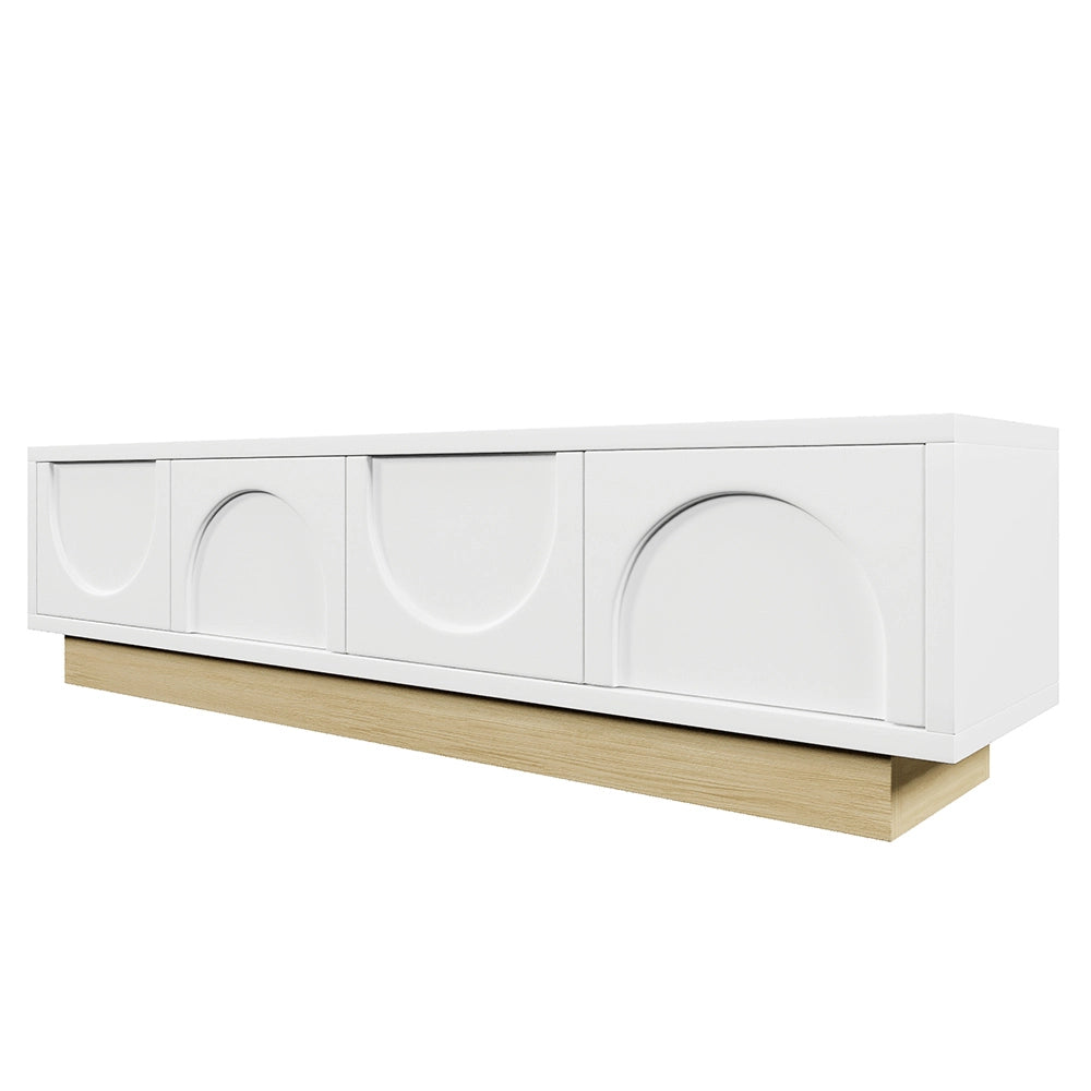Mobile TV moderno - Xylo - 175cm bianco venato design curvo