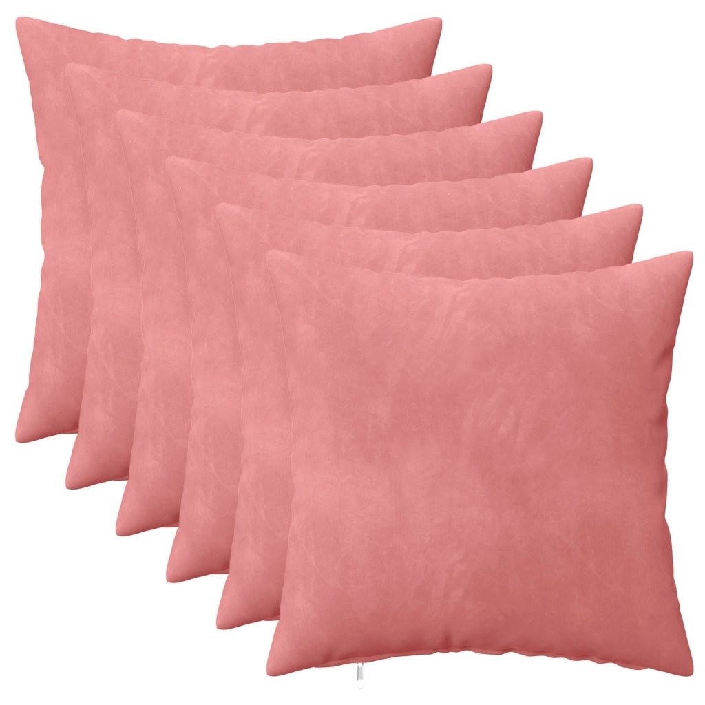 Federa 6 pcs HEERLEN Rosa 35 x 35 cm Velluto 908022