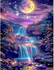 Pittura a diamanti 5D, paesaggio lunare, valle, disegno con diamanti per adulti, kit completo di perforatrice, set di mosaico, illuminante al buio, paesaggio lunare con cielo stellato, decorazione per la stanza di soggiorno