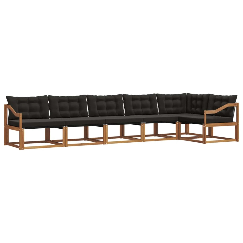 Set di divani da esterno con cuscino 6 pcs Naturale e Nero 3369515