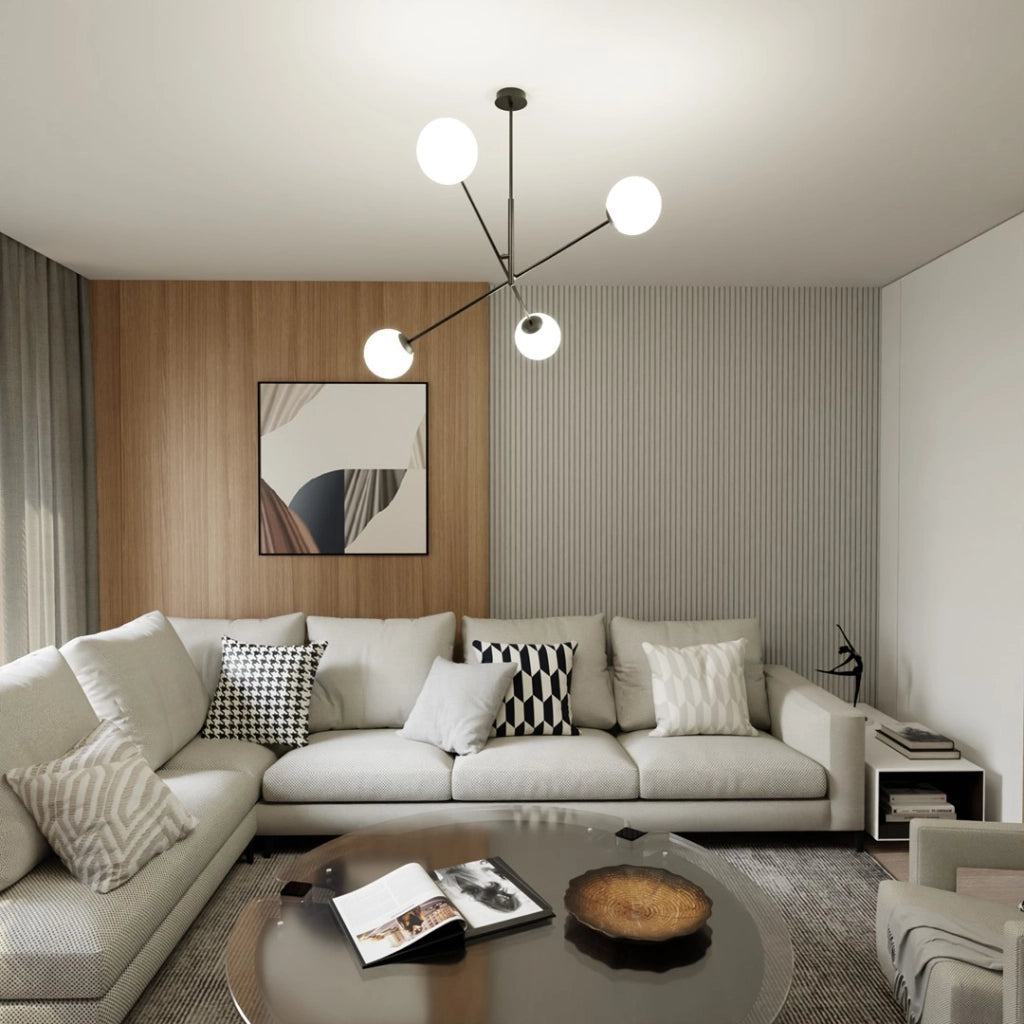 Lampadario Emibig Linear 4xE14 nero/opalino dimmerabile 102cm