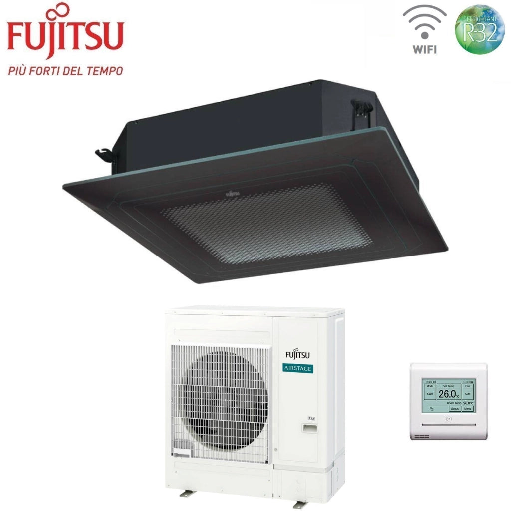 Condizionatore a Cassetta Fujitsu KR Eco Circular Flow Black 45000 Btu AUXG45KRLB Monofase R-32 Wi-Fi Optional con Griglia e Filocomando