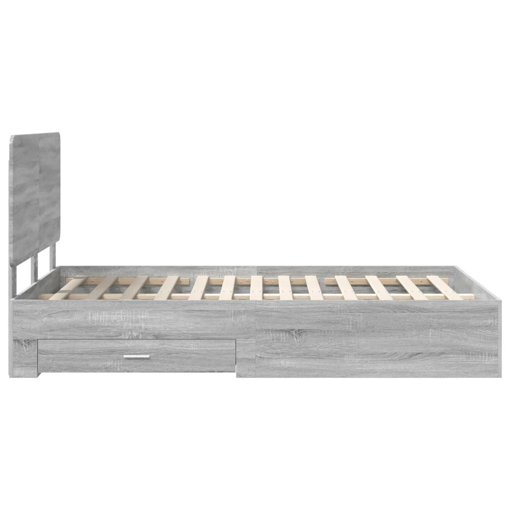 Letto matrimoniale | Letto per adulti | Struttura del letto con testiera Grigio Sonoma 120 x 190 cm