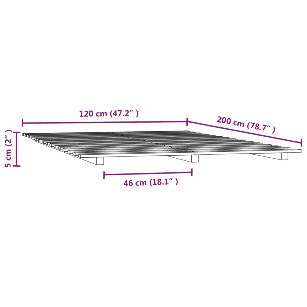 Giroletto senza Materasso-Struttura Letto 120x200 cm in Legno Massello di Pino 596919
