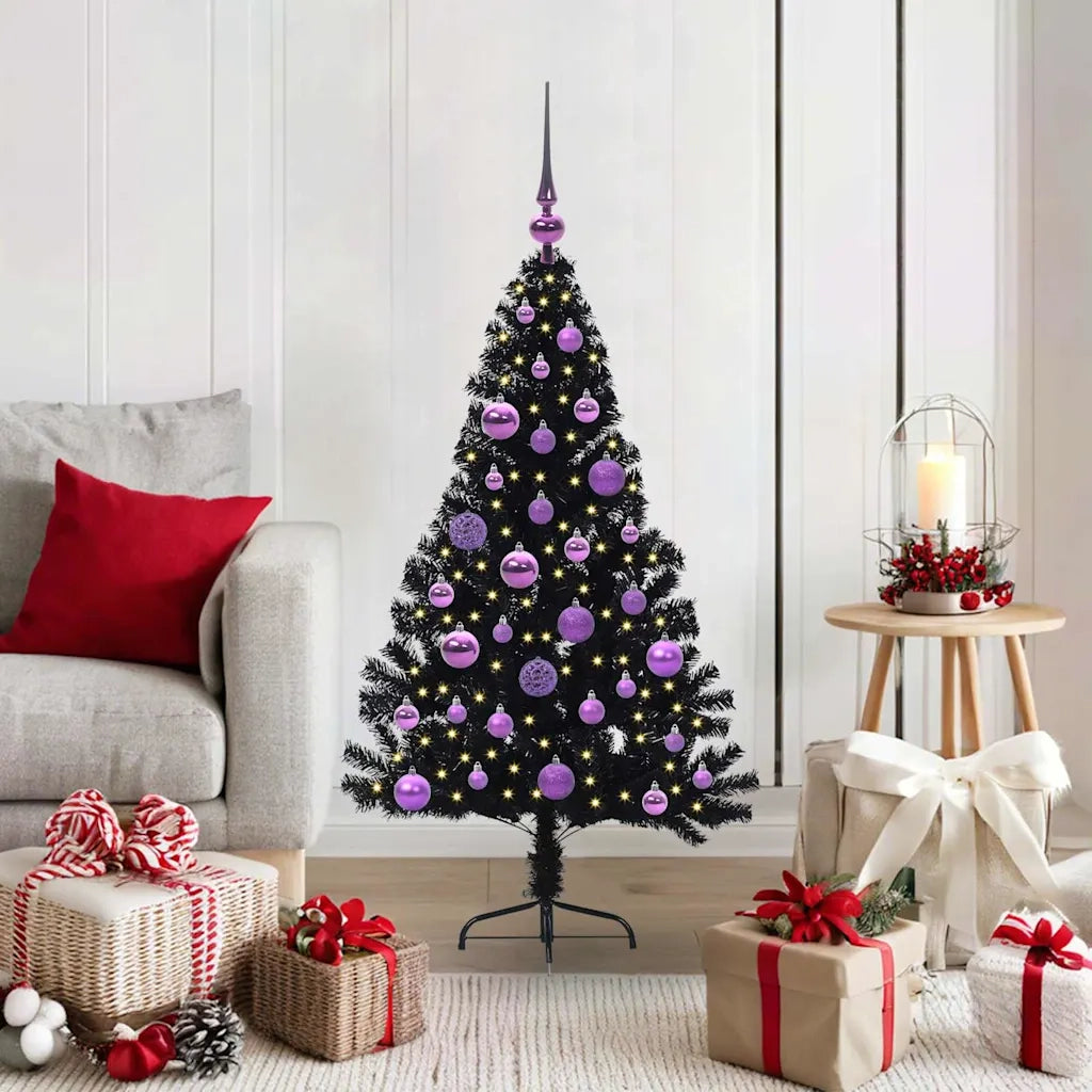 Albero di Natale artificiale con luci integrate Nero 120 cm PVC 3397121