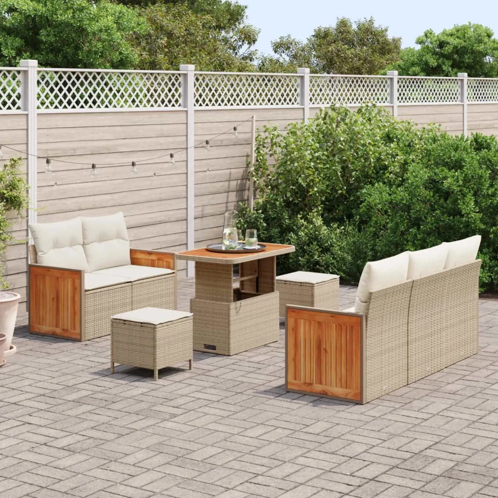 Set Divano da Giardino con cuscino 8 pcs Beige e Crema 3363121
