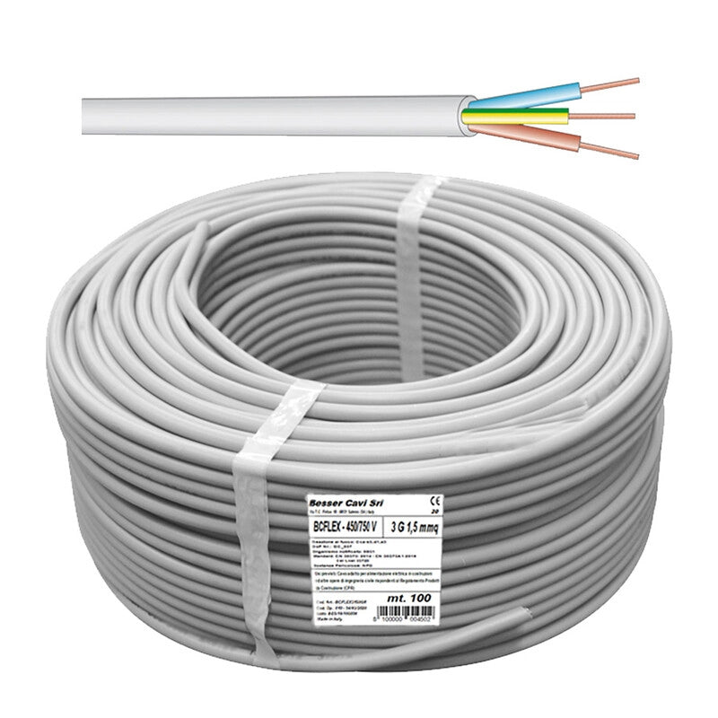 CAVO ELETTRICO 450/750V SEZ 5X1,50 MM GRIGIO- 100,0 metri