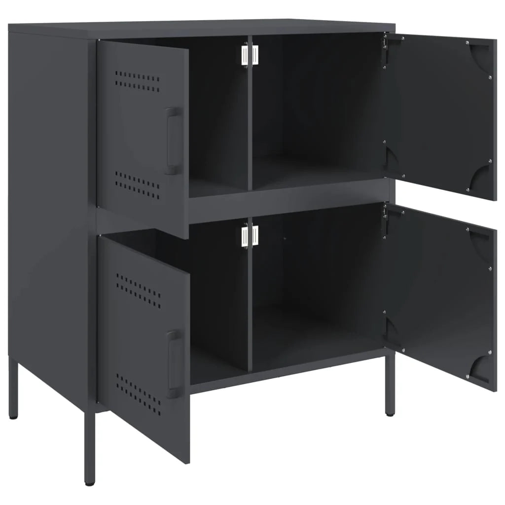 Buffet credenza cassettiera mobiletto mobile contenitore organizer per cucina soggiorno salotto 68 x 39 x 79 cm acciaio antracite 02_0029706