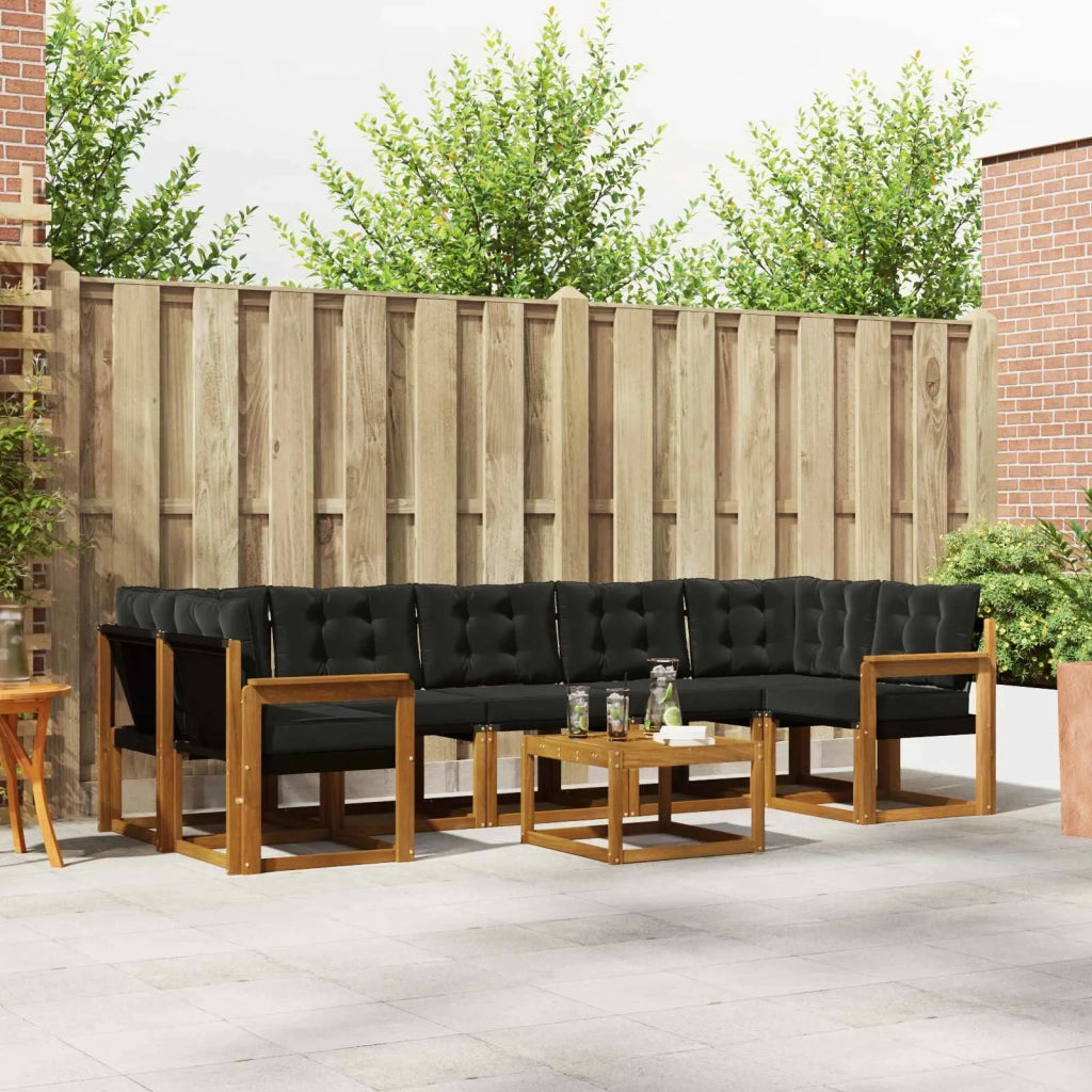 Set di divani da esterno con cuscino 8 pcs Naturale e Nero 3368491