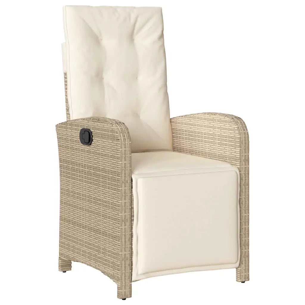 Set da Pranzo per Giardino con cuscino 3 pcs Beige polyrattan