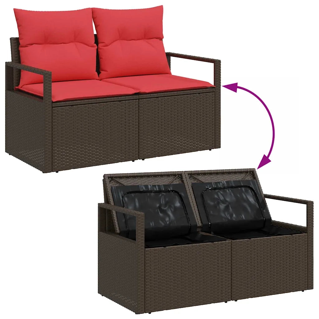 Set Divano da Giardino 7 pcs Beige e Rosso polyrattan 3354953