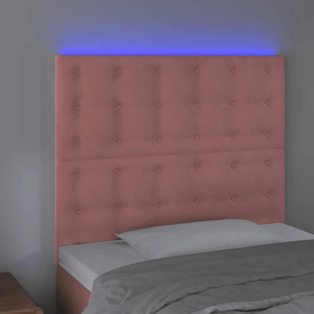 Testiera a LED Rosa 80x5x118/128 cm in Velluto 3122893