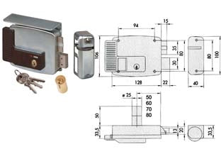 ELETTROSERRATURA PER CANCELLI CON TETTO 2 MANDATE 11761  mm.50 SX (11761502)    CISA
