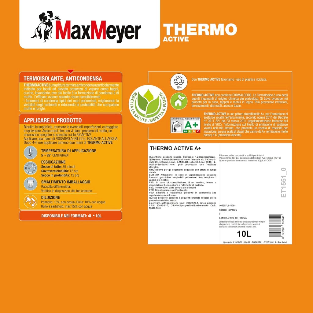 Pittura per Interni Antimuffa e Anticondensa Thermo Active A+, 10L