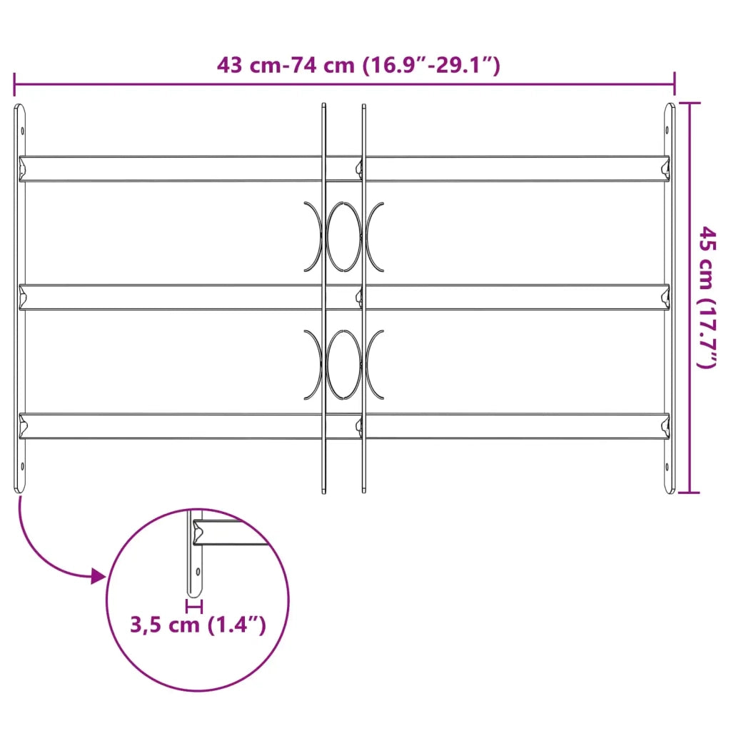Griglia di Sicurezza per Finestra con 3 Traversine 3 pcs 42031276