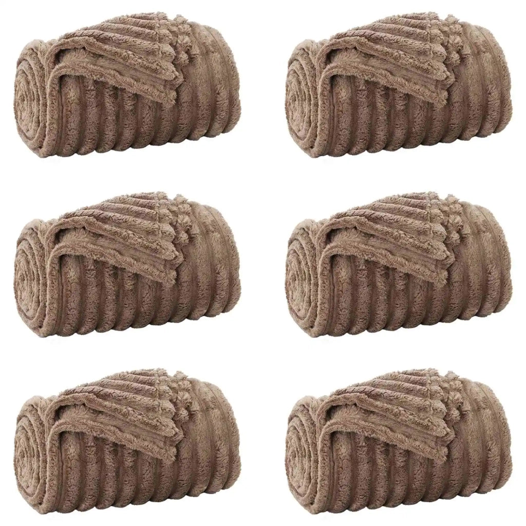 Coperte da Pile 6 pcs Cammello 200 x 150 cm Panno 42016870
