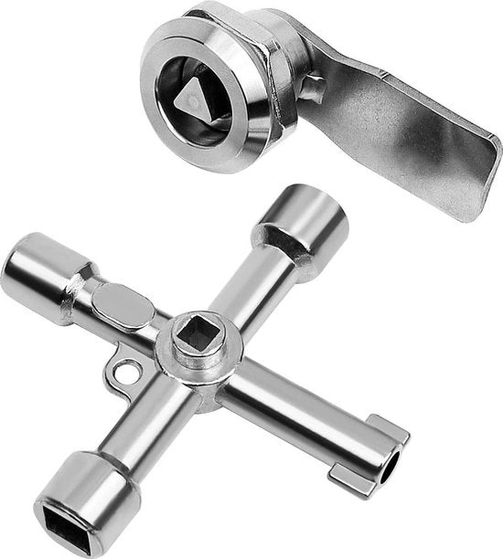 Ferramenta in acciaio inossidabile con diametro di installazione 20 mm - 6 funzioni per leva per bacheche e armadi