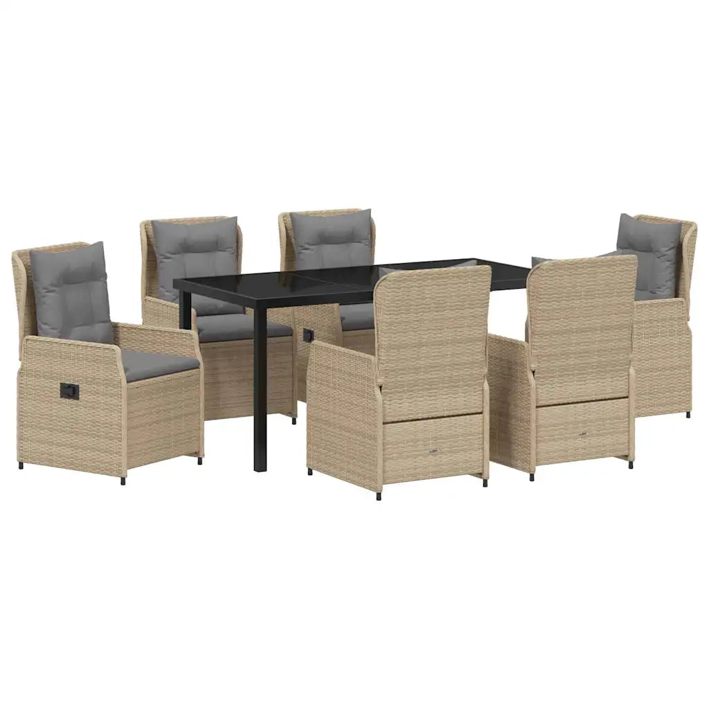 Set da Pranzo per Giardino 7 pcs Beige e Grigio Chiaro