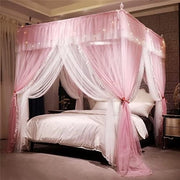 Letto a Soggiorno con Ruches - Retratto di Rete con 4 Aperture - Rete a Doppia Laminazione - Bianco/Rosso - Romantico e Soffice - Ideale per Camera delle Ragazze - 120x210 cm