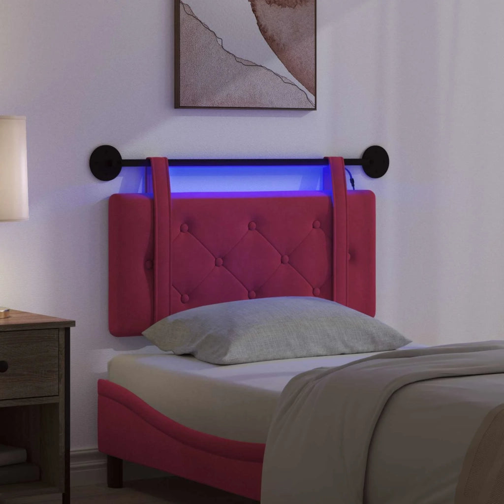 Testiera sospesa Con luce LED Rosso Vino Velluto 3424088