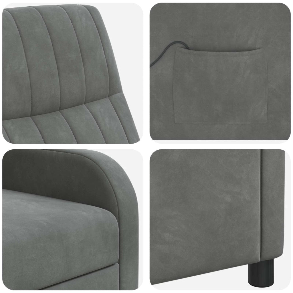 Poltrona Massaggiante Grigio Scuro Velluto (V) 42035121
